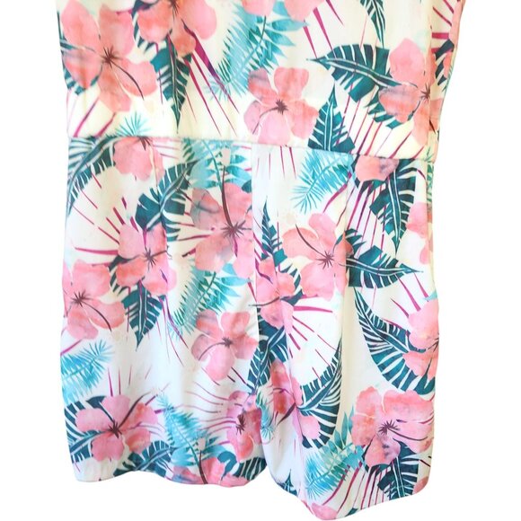 Men's Short Sleeve 3D Graphic Romper Tropical Floral Print Zip Front  Sz. Medium - Picture 10 of 10